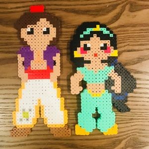 Aladdin and Jasmine Perler
